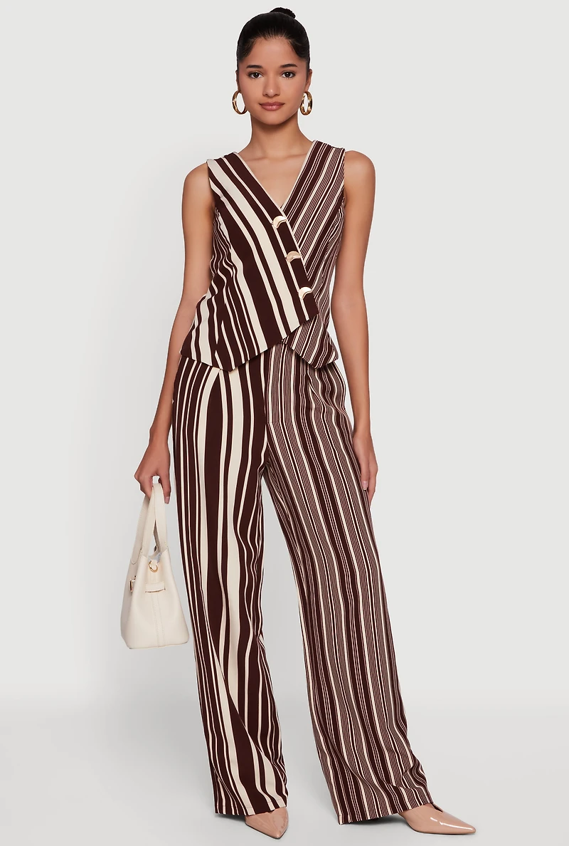 Striped High Waisted Wide Leg Pants