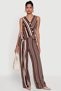Striped High Waisted Wide Leg Pants