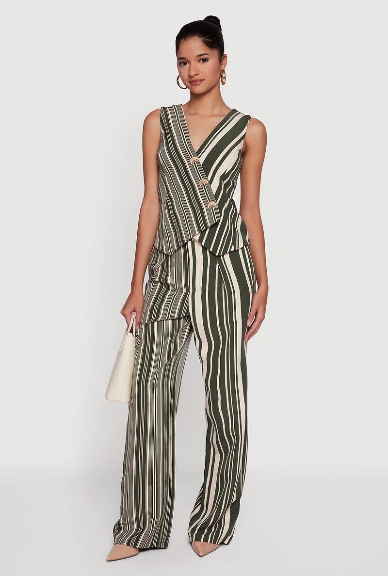 Striped High Waisted Wide Leg Pants