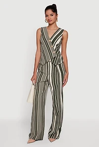 Striped High Waisted Wide Leg Pants