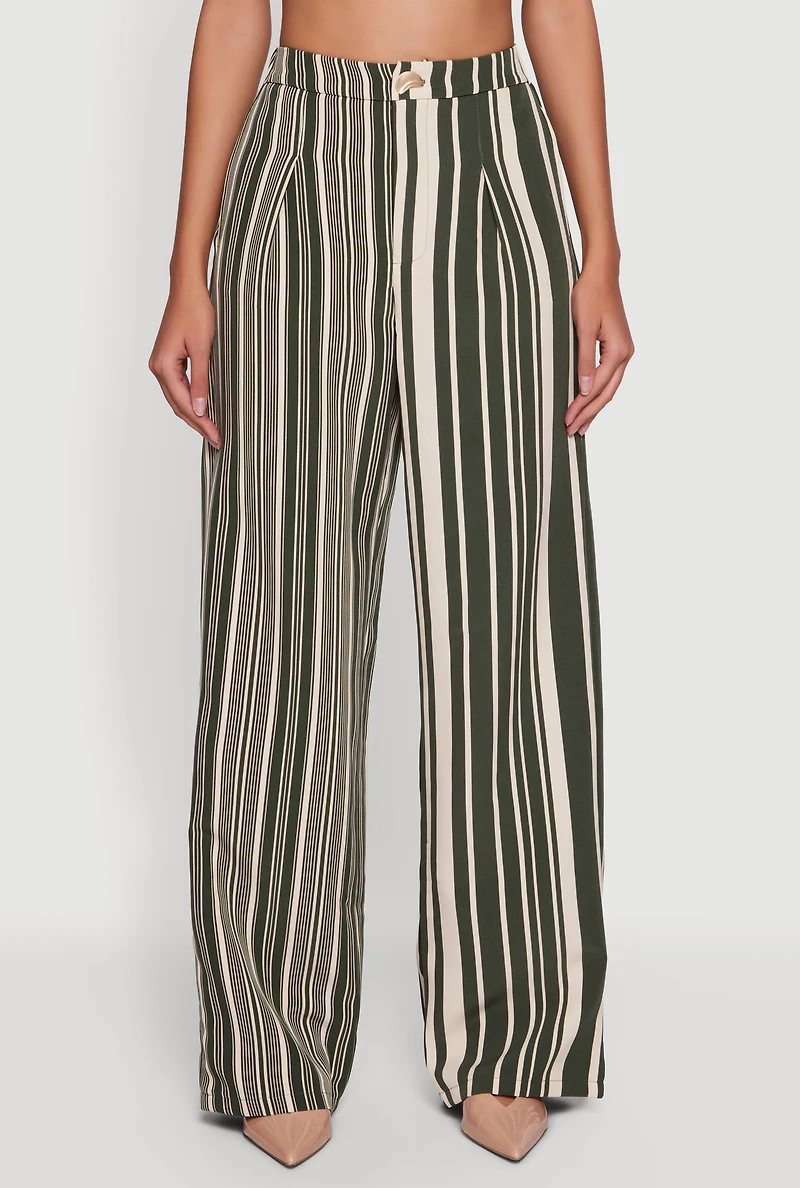 Striped High Waisted Wide Leg Pants