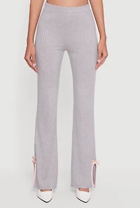 High Waisted Slim Bootcut Pants with Bows
