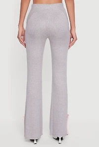 High Waisted Slim Bootcut Pants with Bows