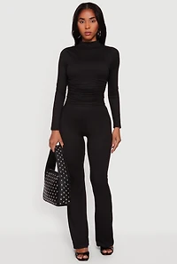 Soft Knit High Waisted Pull On Flare Pants