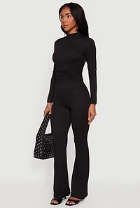 Soft Knit High Waisted Pull On Flare Pants