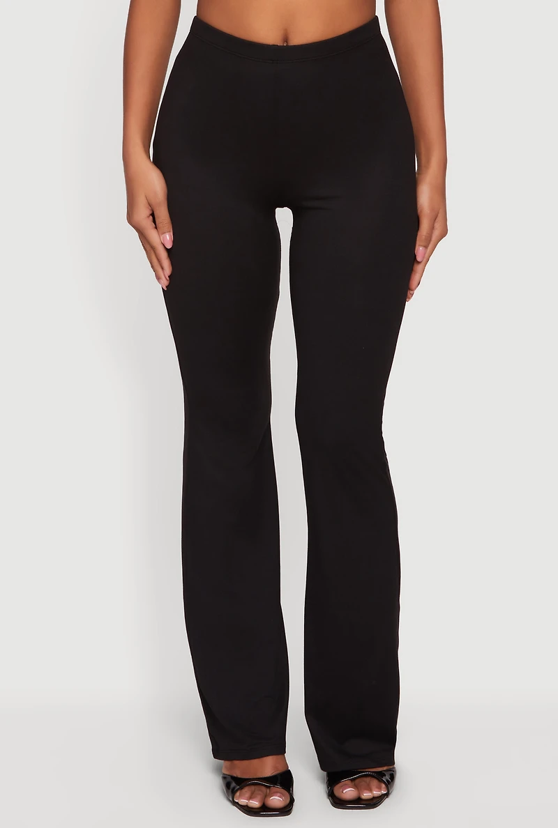 Soft Knit High Waisted Pull On Flare Pants