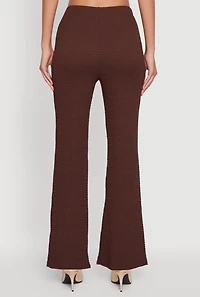 Womens Metallic O-Ring Keyhole Belted Front Flare Pants, Brown,