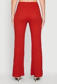 Womens Metallic O-Ring Keyhole Belted Front Flare Pants, Red, Size S