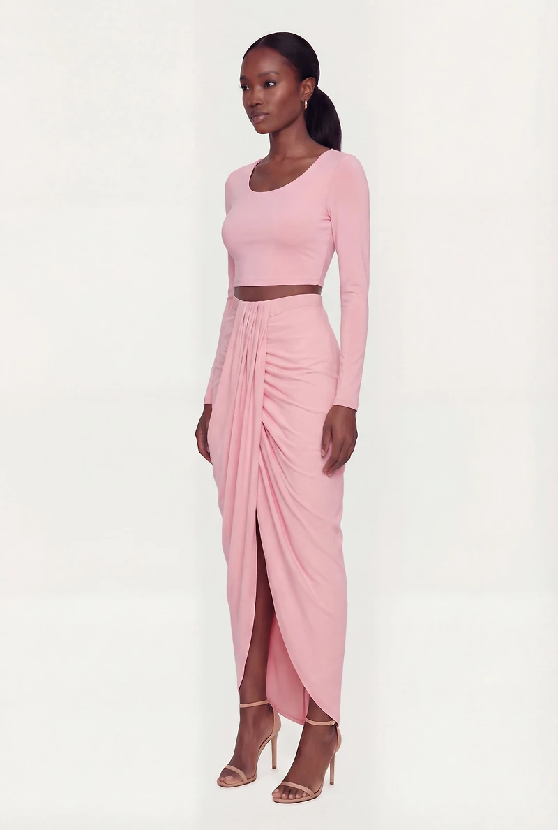 Long Sleeve Scoop Neck Crop Top