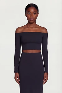 Off the Shoulder Long Sleeve Crop Top