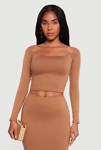Off the Shoulder Long Sleeve Crop Top