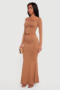 Off the Shoulder Long Sleeve Crop Top