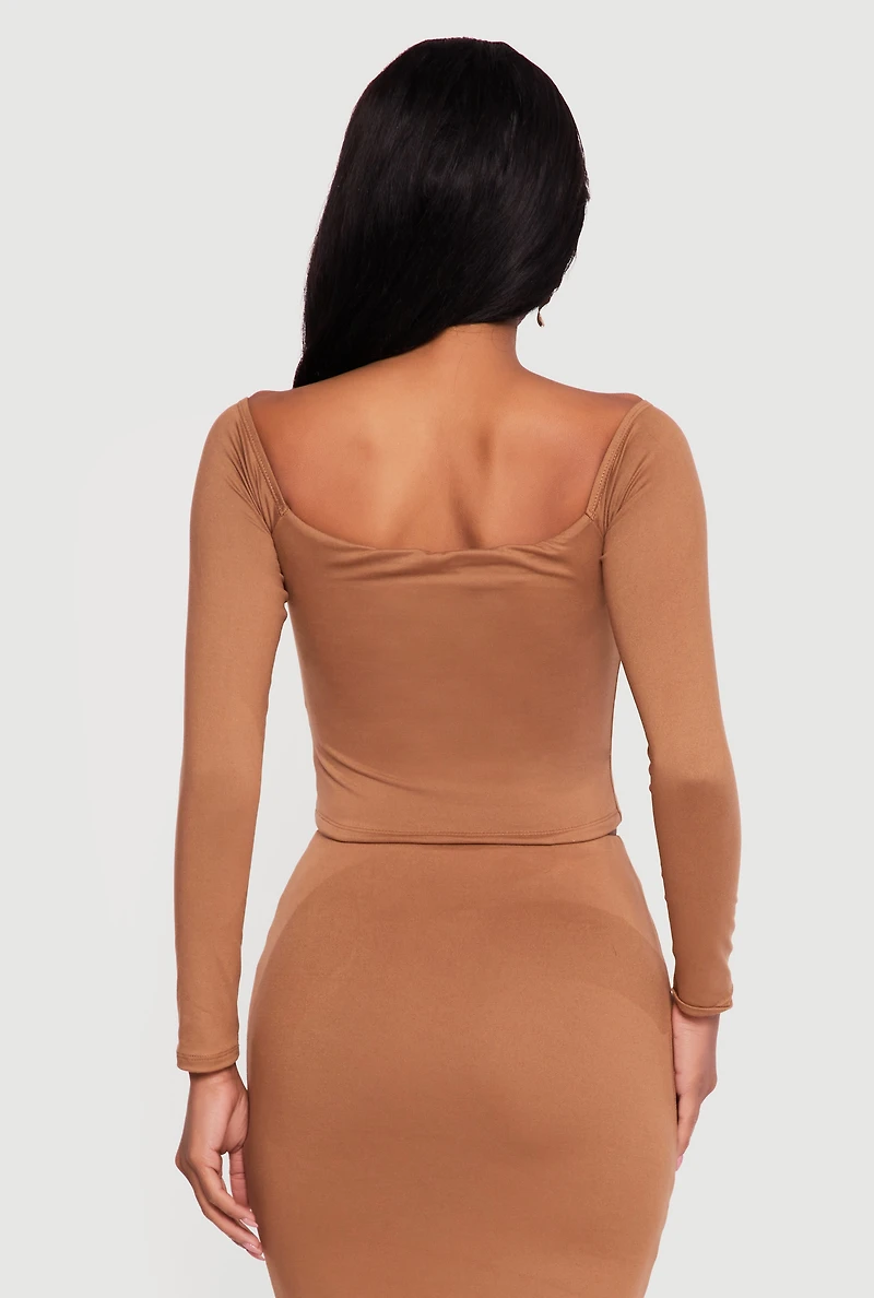 Off the Shoulder Long Sleeve Crop Top