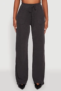 Womens Rib Knit Shadow Stripe Straight Leg Pants,
