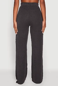 Womens Rib Knit Shadow Stripe Straight Leg Pants,