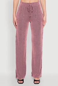 Womens Rib Knit Shadow Stripe Straight Leg Pants, Pink,