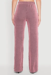 Womens Rib Knit Shadow Stripe Straight Leg Pants, Pink,