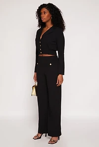 Womens Smocked Button Front Blouse,