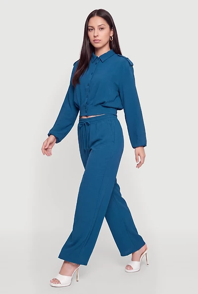 Crepe Knit Drawstring Waist Pants