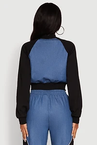 Color Block Sheer Insert Bustier Detail Bomber Jacket