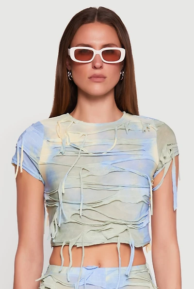 Tie Dye Slashed Crop Top