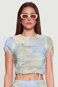 Tie Dye Slashed Crop Top