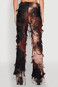 Womens Tie Dye Distressed Pants, Multi,