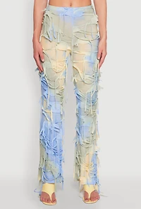 Womens Tie Dye Distressed Pants, Multi, Size XL