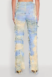 Womens Tie Dye Distressed Pants, Multi, Size XL