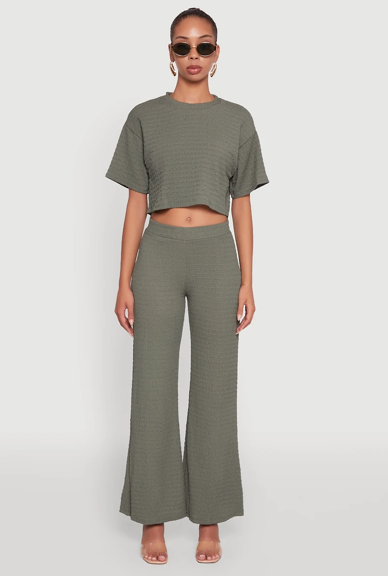 Womens Textured Knit Boxy Crop Top, M