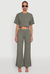 Womens Textured Knit Boxy Crop Top, M