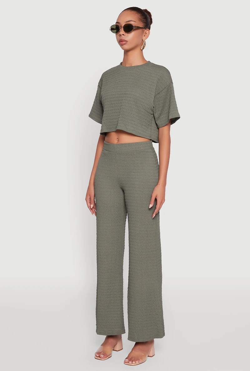 Womens Textured Knit Boxy Crop Top, M