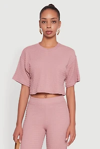 Textured Knit Boxy Crop Top