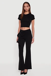 Lurex Short Sleeve Crew Neck Crop Top