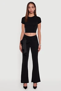 Lurex Short Sleeve Crew Neck Crop Top