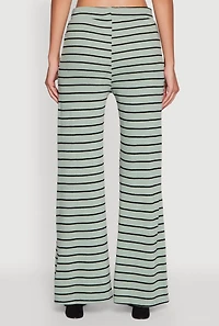 Trendy Striped Brushed Knit Flare Leg Pants