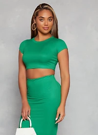 Lurex Ribbed Knit Crop Top