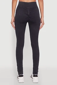 Womens High Waisted Ribbed Knit Seamless Leggings, Black, Size L-XL