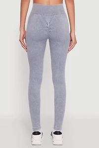 Womens High Waisted Ribbed Knit Seamless Leggings,