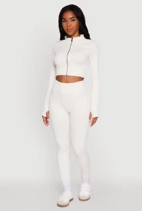 High Waisted Ribbed Knit Seamless Leggings