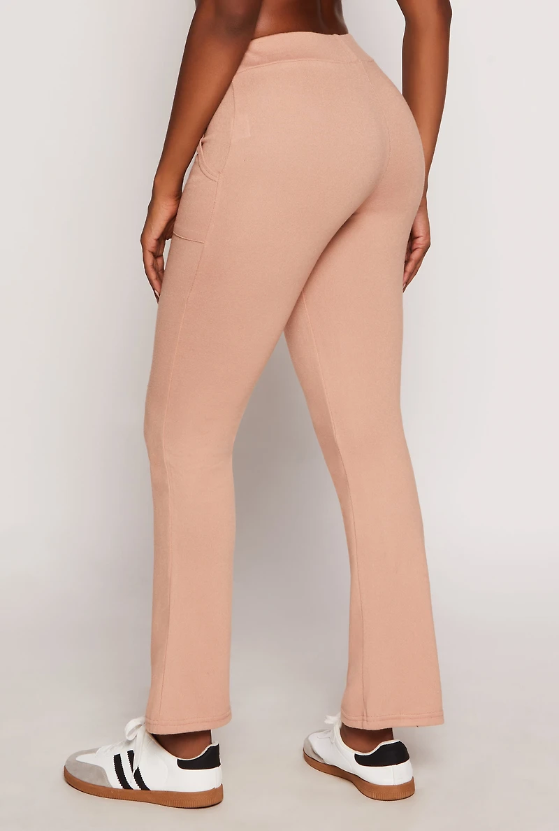Womens French Terry Flare Pants, Khaki, Size L
