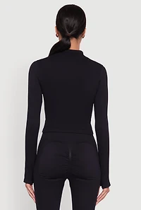 Womens Seamless Ribbed Bustier Detail Cropped Track Jacket, Black,