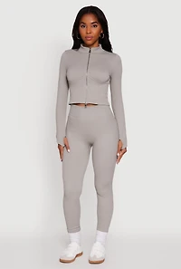 Womens Seamless Ribbed Bustier Detail Cropped Track Jacket,