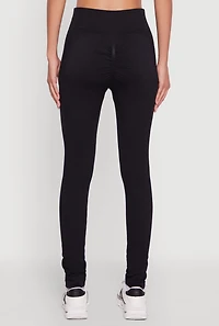 Womens Seamless Ribbed High Waisted Leggings, Black,