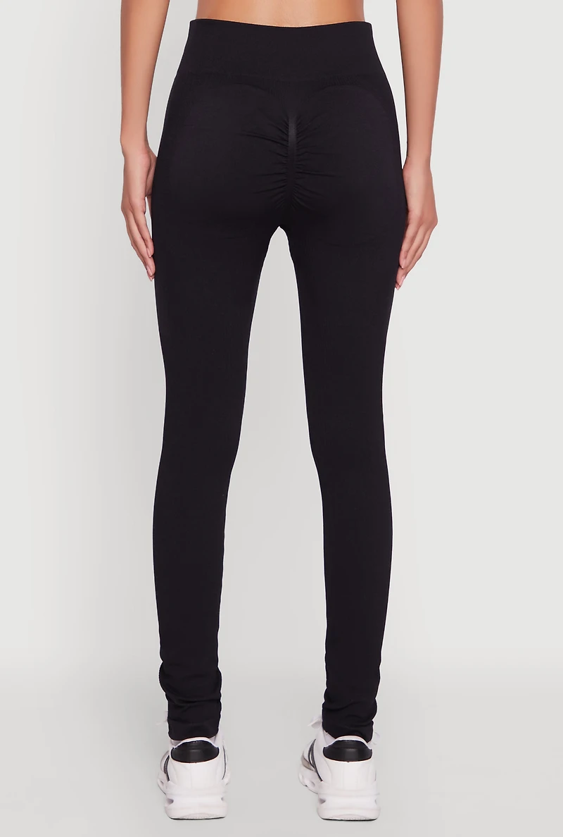 Womens Seamless Ribbed High Waisted Leggings,