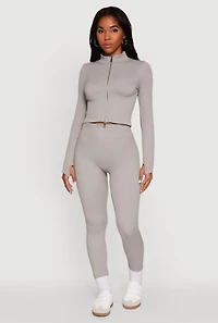 Womens Seamless Ribbed High Waisted Leggings,