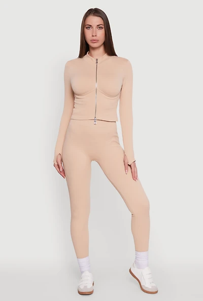 Seamless Ribbed High Waisted Leggings