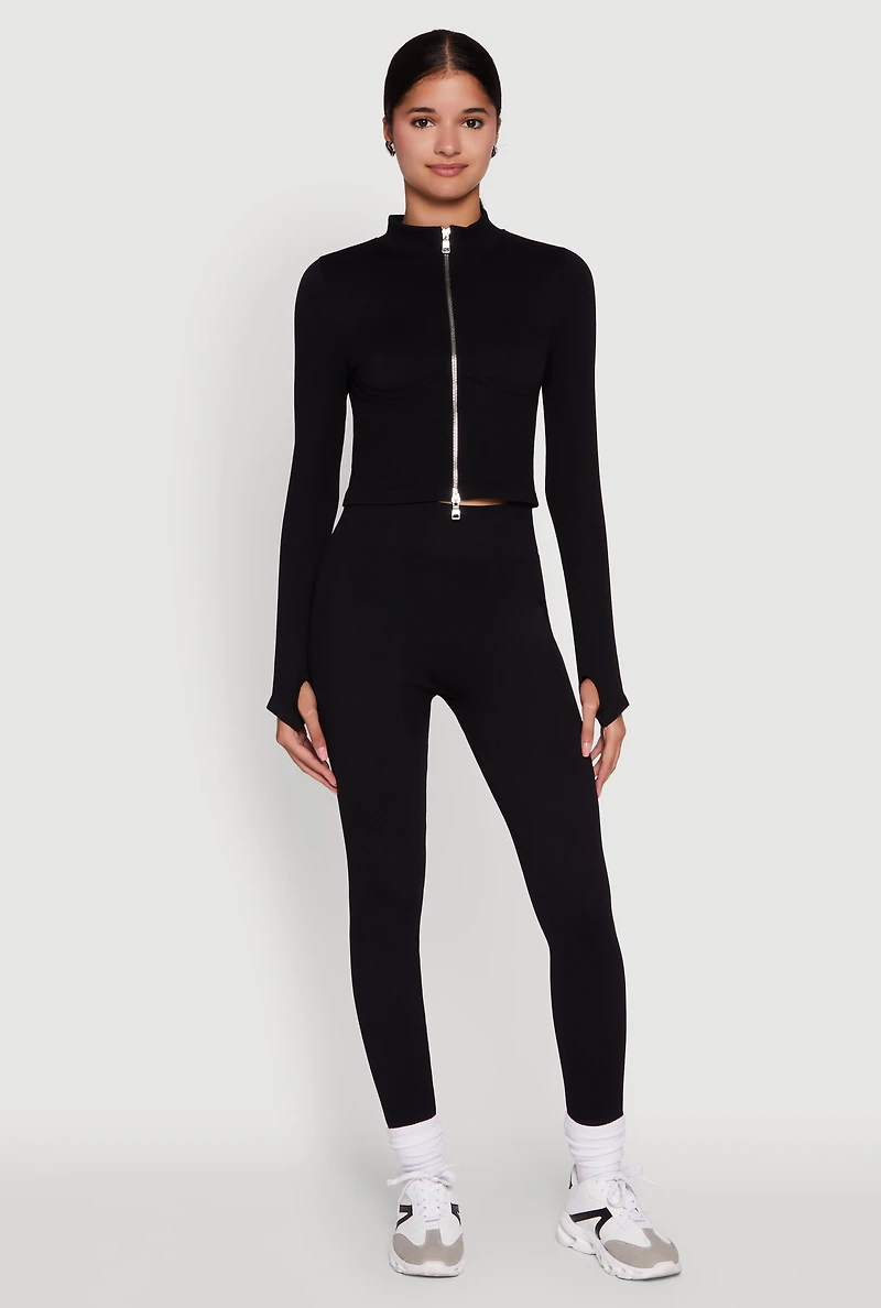 Womens Seamless Ruched Back High Waisted Leggings, Black, Size S-M