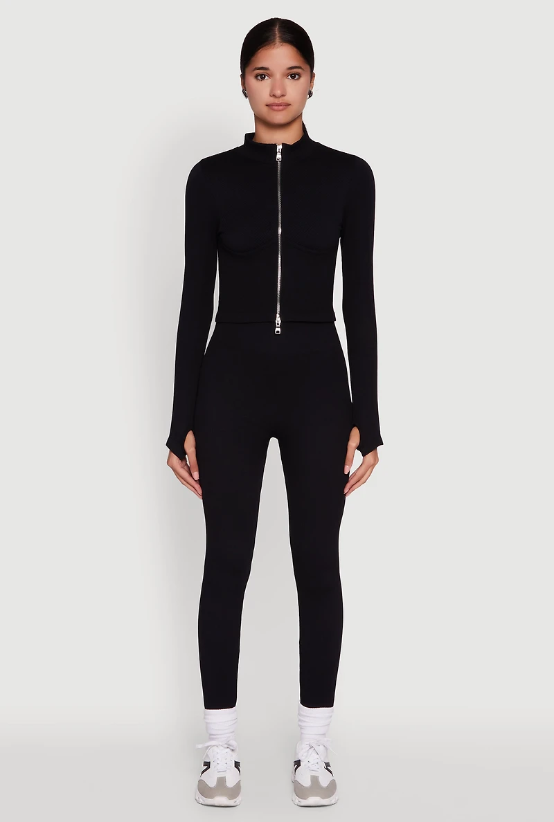 Womens Seamless Ruched Back High Waisted Leggings, Black, Size S-M