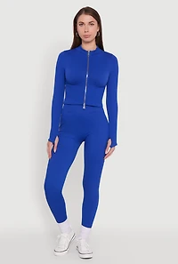 Womens Seamless Ruched Back High Waisted Leggings, Blue, Size L-XL